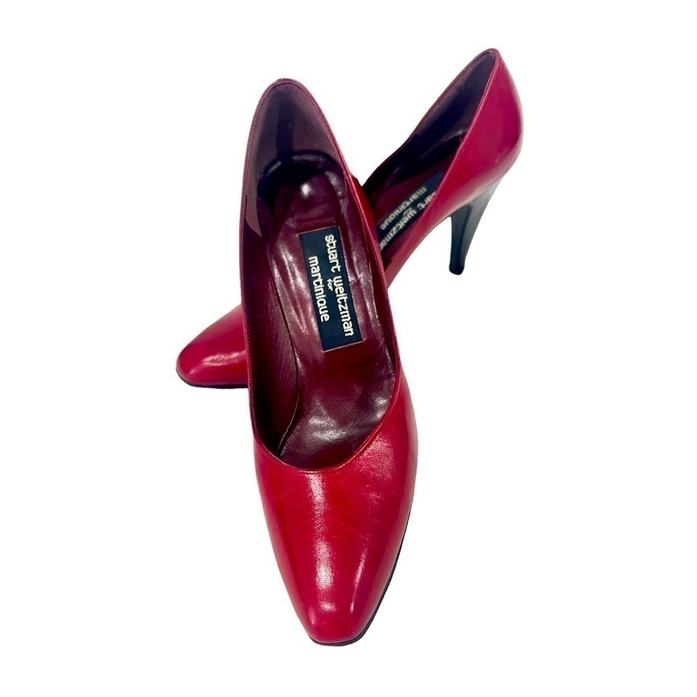 Vintage Stuart Weitzman for Martinique Red Leather Pumps black heels size 7